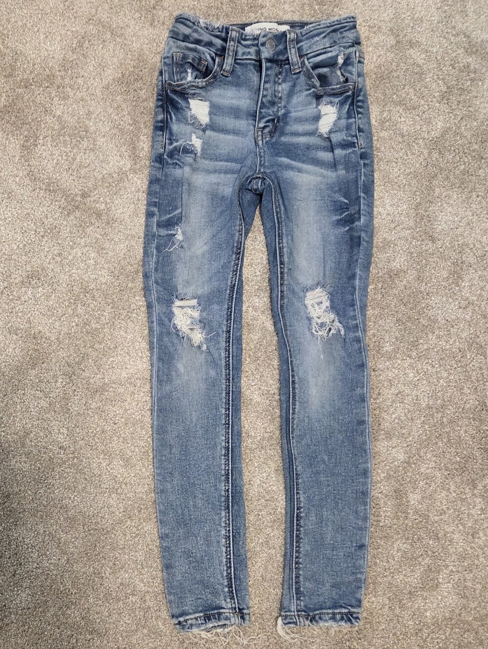 Flying Monkey Light Blue Distressed Skinny Jeans